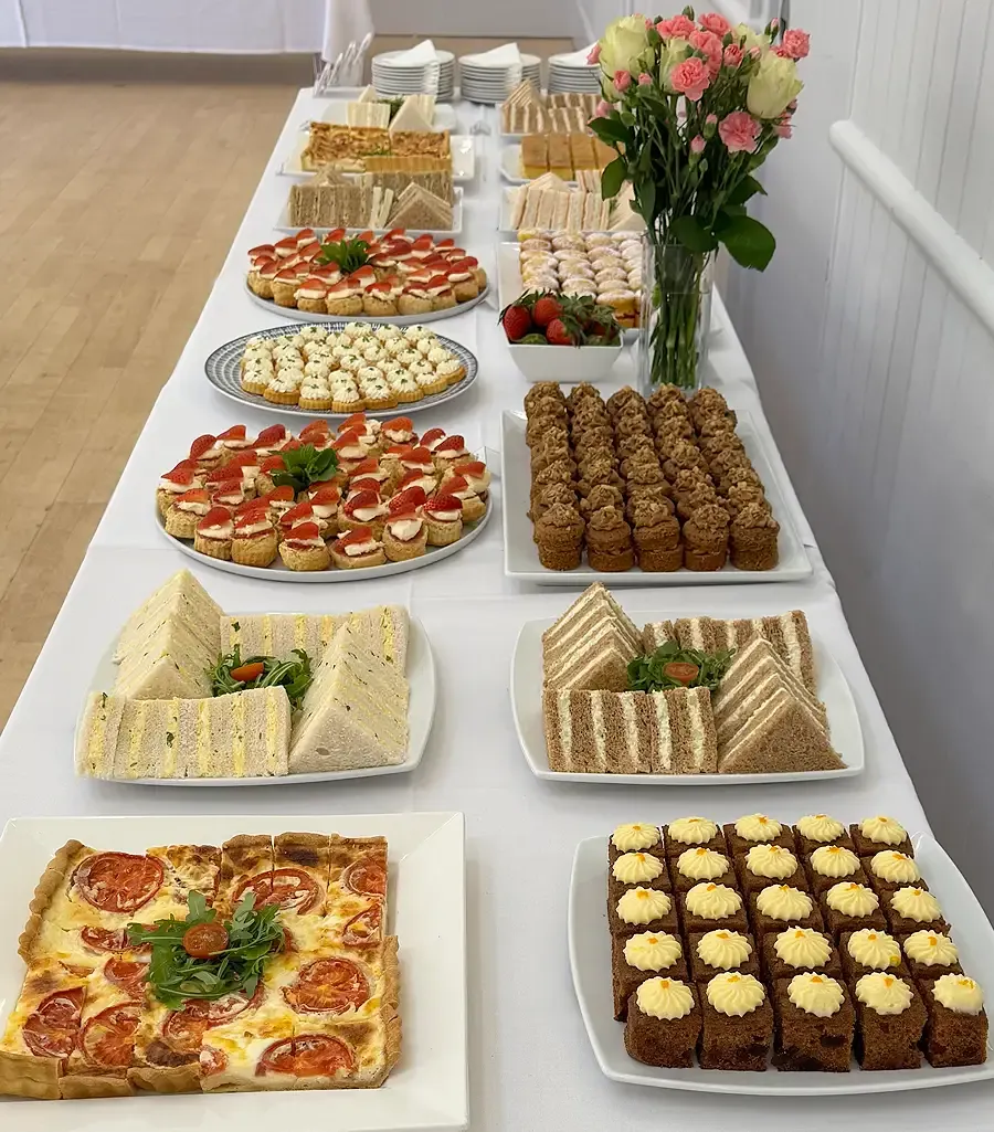 A table display of delicious buffet food